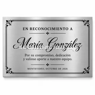 Placa sublimada plateada personalizada 15 x 20 cm
