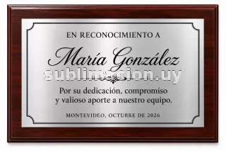 Placa sublimada plateada personalizada 20 x 30 cm