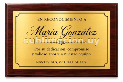 Placa sublimada dorada personalizada 20 x 30 cm