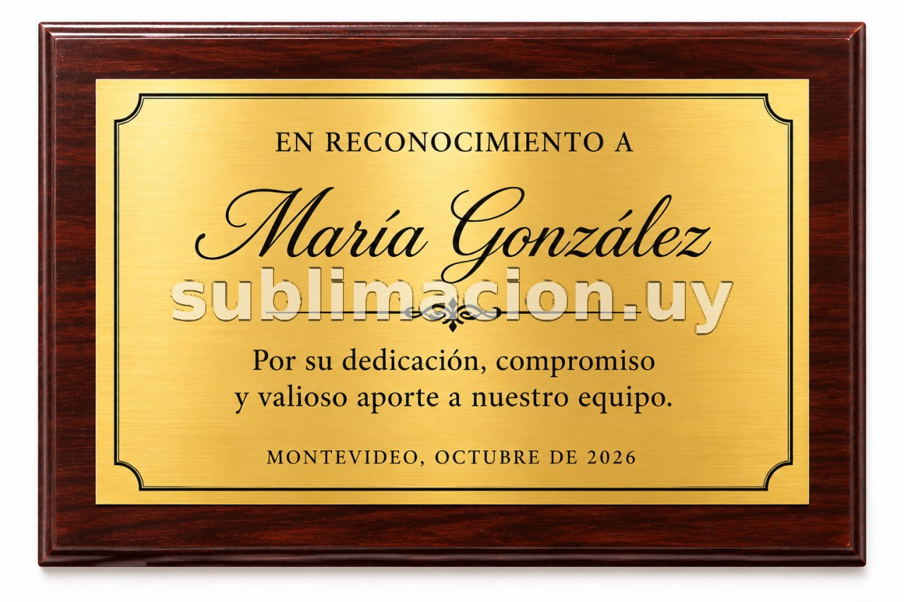 Placa sublimada dorada personalizada 15 x 20 cm