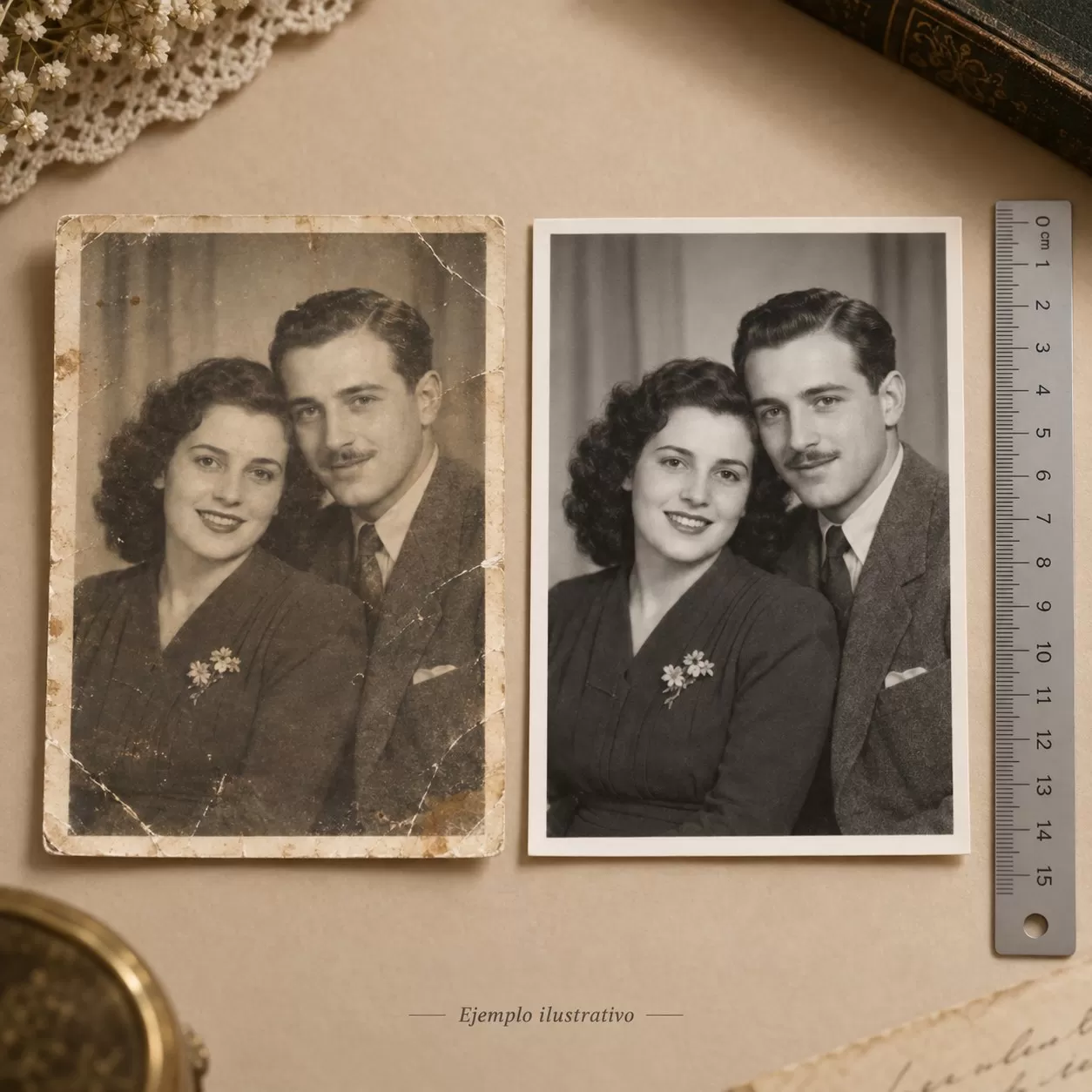 Restauración de fotografías (hasta 15 cm de lado mayor)